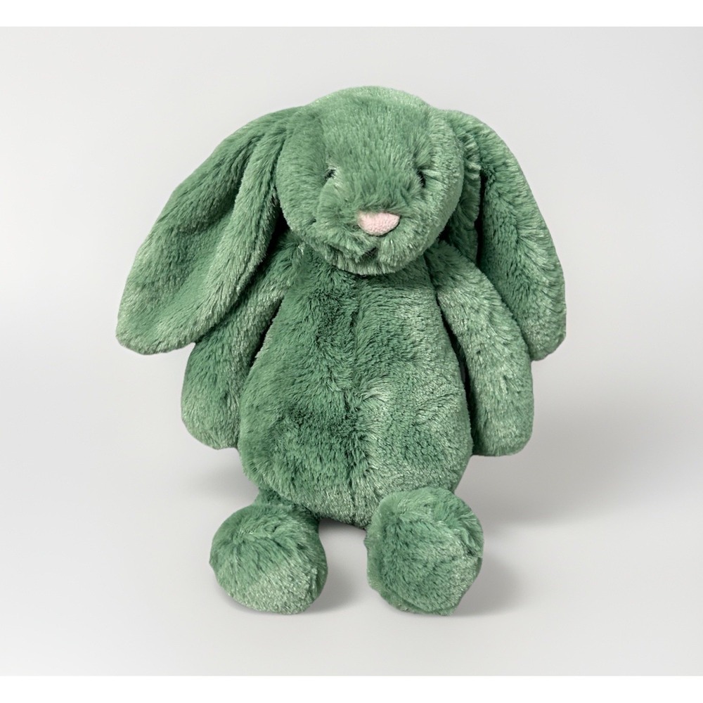 Retired Jellycat Little Bashful Ivy Bunny - Small Super Soft - Pink Nose - Green